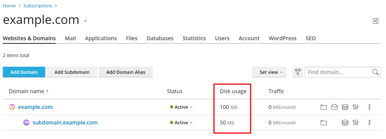 image subscription disk usage