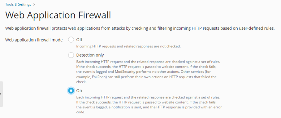 Web application firewall configuration overview