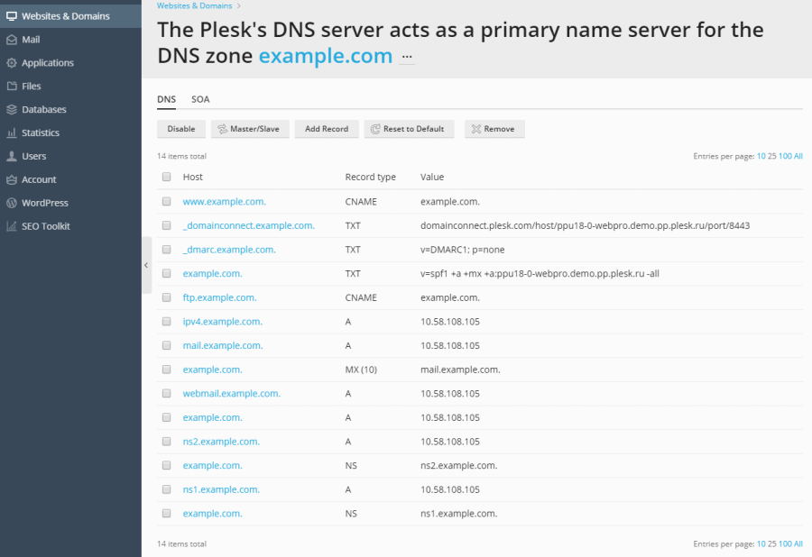 Plesk As A Master Dns Server Plesk Obsidian Documentation