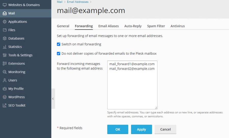 image mail forwarding setup