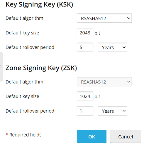 DNSSEC default settings