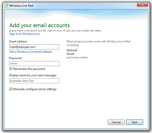 Access From Windows Live Mail Plesk Obsidian Documentation   74212 