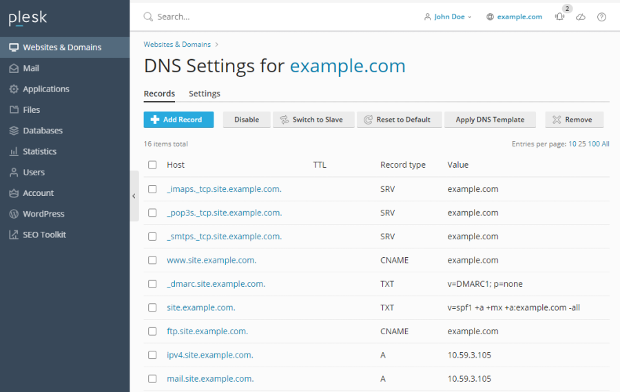 Plesk As A Master Dns Server Plesk Obsidian Documentation