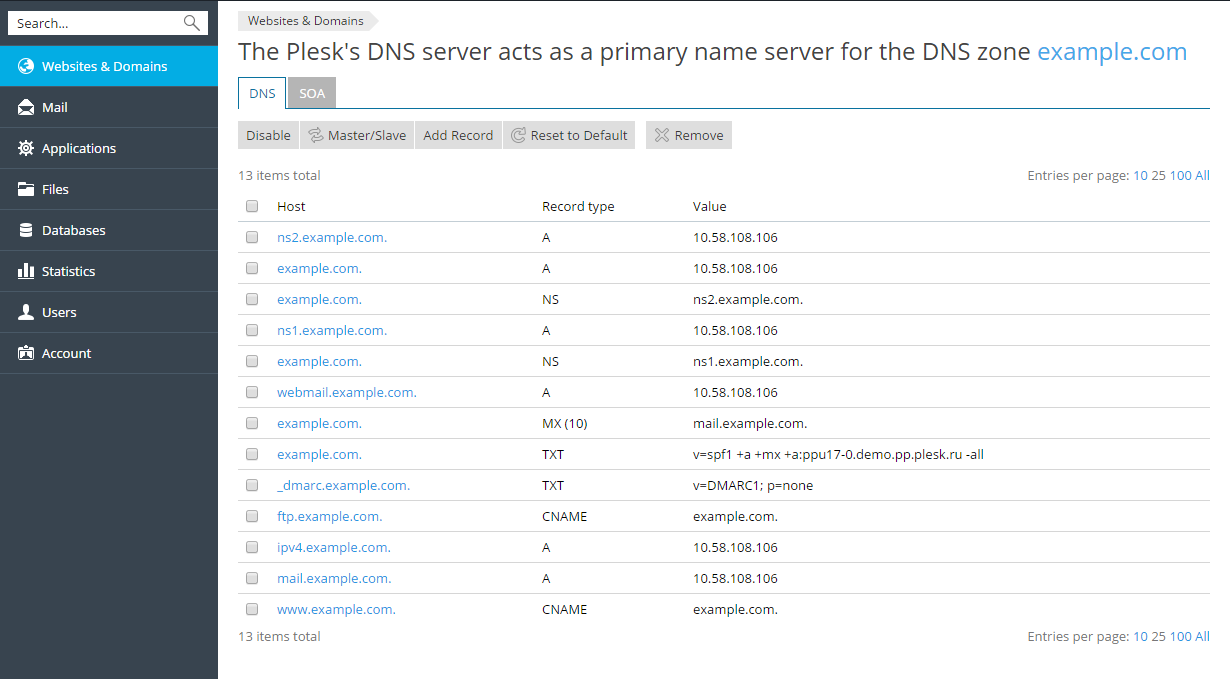 Plesk As A Master DNS Server Plesk Onyx Documentation