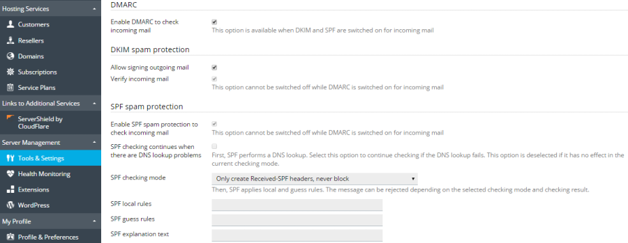 Dkim Spf And Dmarc Protection Plesk Onyx Documentation