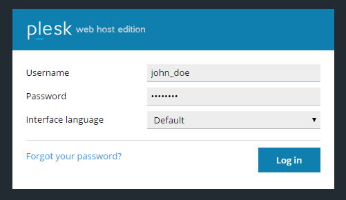 Plesk login page