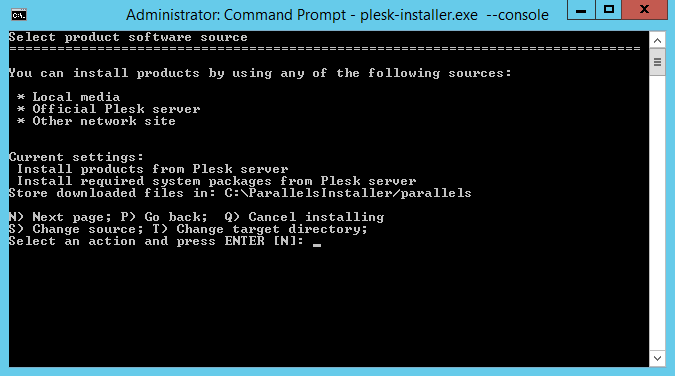 plesk installation using command line