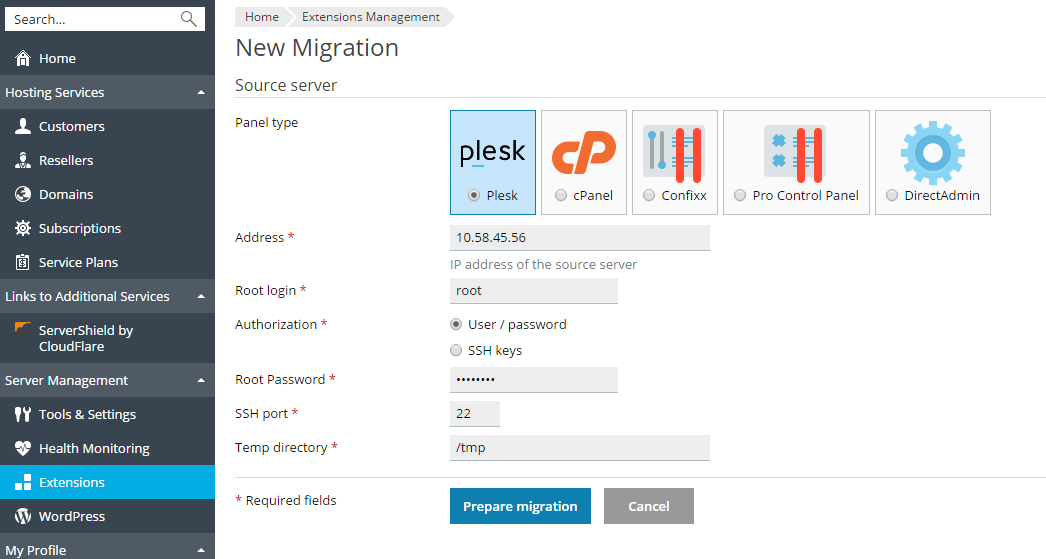 plesk migration agent 11.5