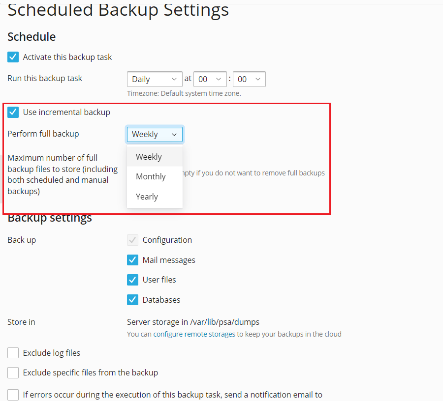 image schedule backups