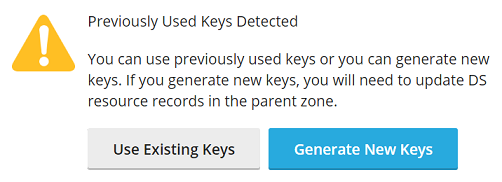 image DNSSEC existing keys