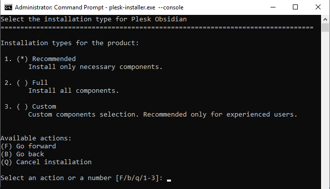 plesk installation using command line