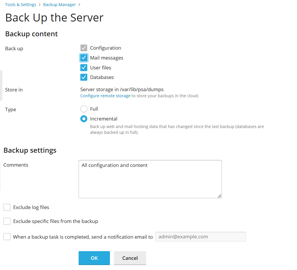 image backup page