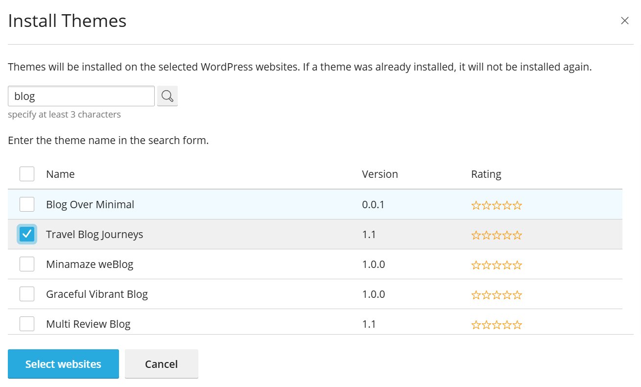 image install themes