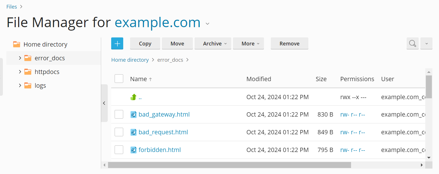 image error_docs files