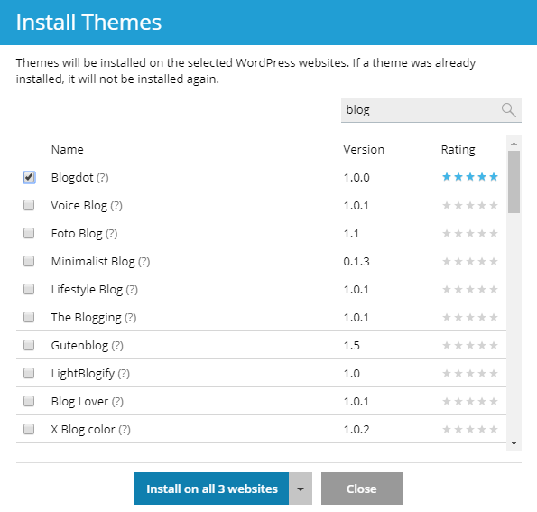 image install themes