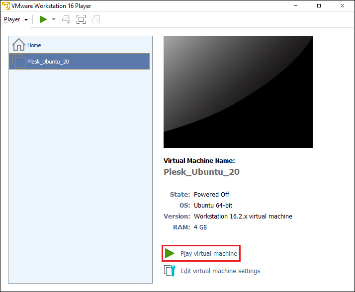 VMware Workstation Player で Plesk をデプロイする | Plesk