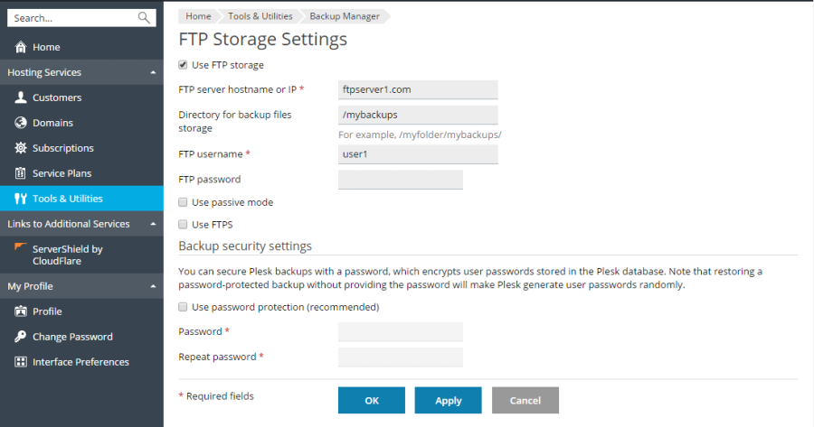 Ftp ストレージを使用するように顧客パネルを構成する Plesk Obsidian Documentation
