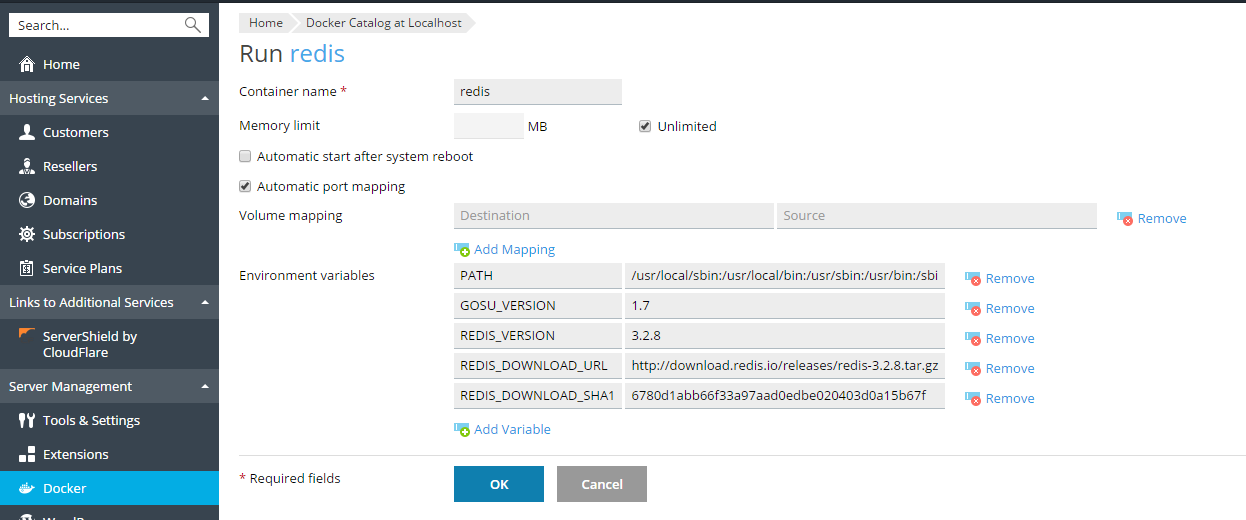 image-Docker-container-settings