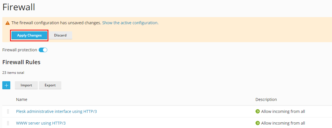 image firewall configuration