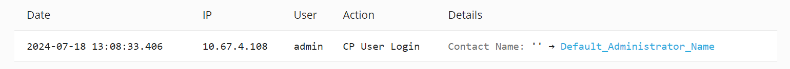 image action log entry