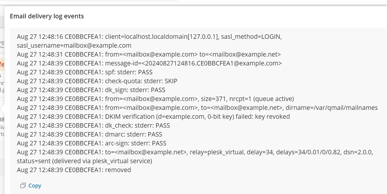 image email log entries