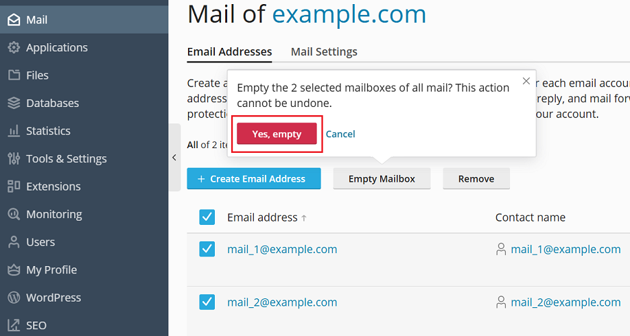 image empty mailbox button