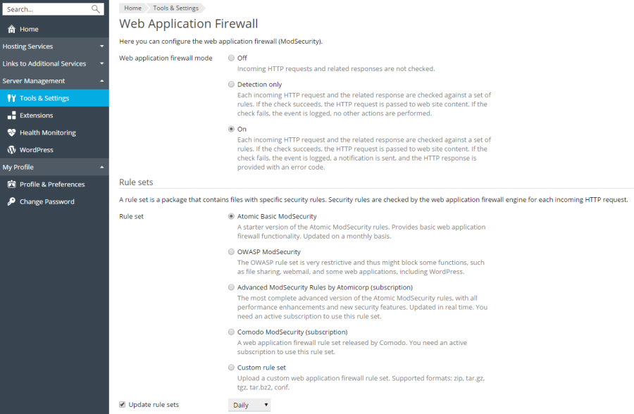 Web 应用程序防火墙 Modsecurity Plesk Onyx Documentation