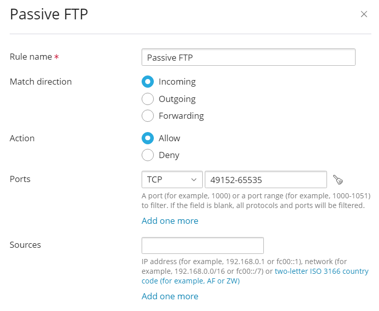 image passive ftp rule